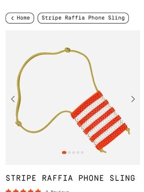 Verloop Knits Stripe Raffia Phone Sling - Orange & White, NWT